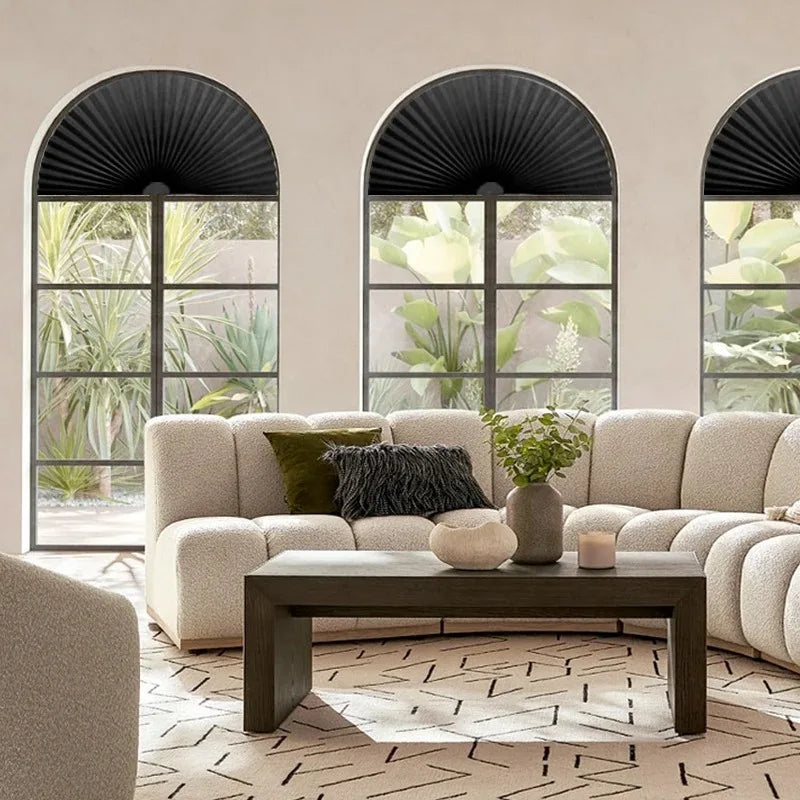 Self-Adhesive Arch Pleated Blind – Half Blackout Window Shade