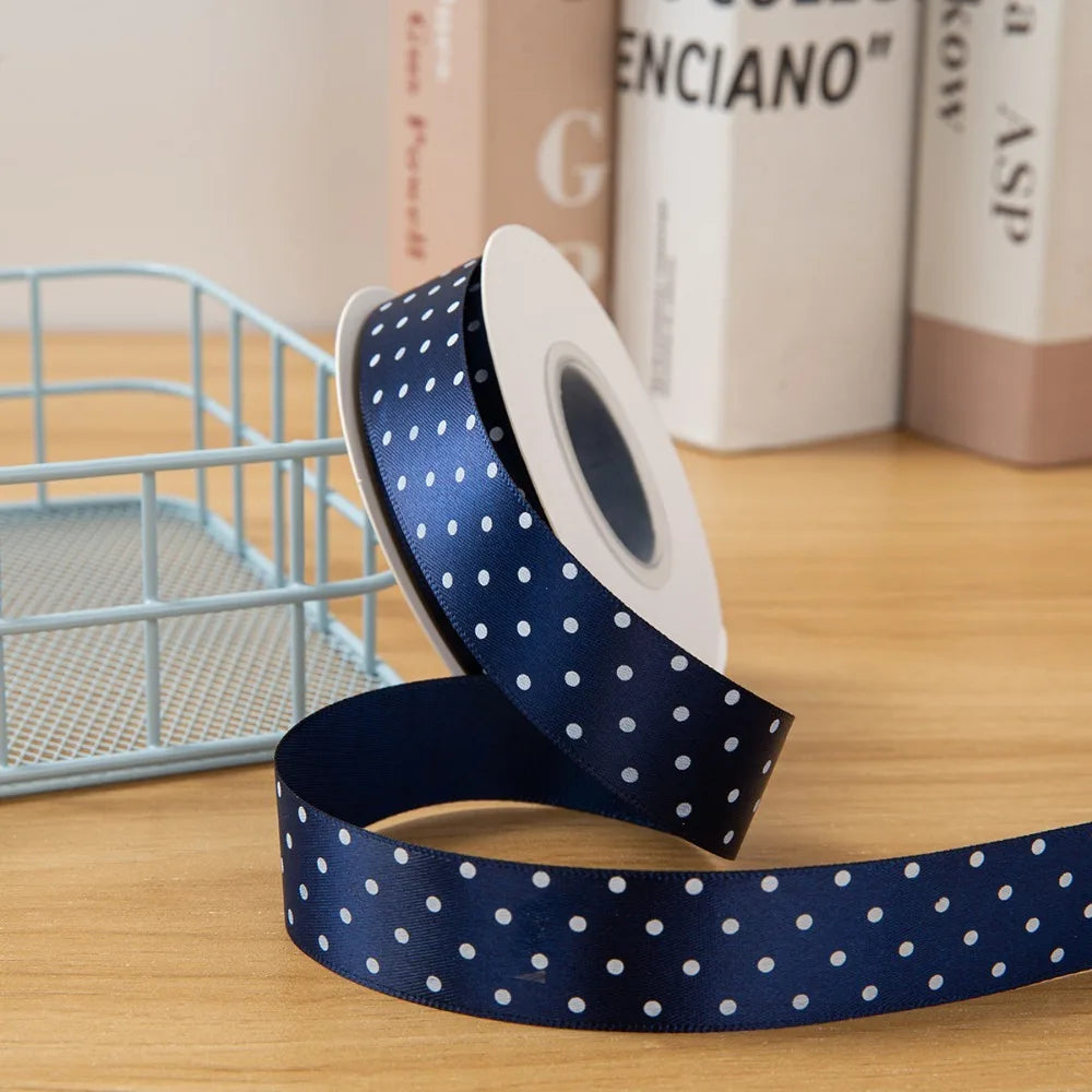 Polka Dot Ribbon 1" Wide – Shiny Multicolor DIY Craft & Gift Wrap