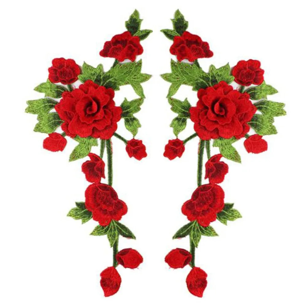3D Floral Embroidery Applique Patch Pair – DIY Wedding Decor