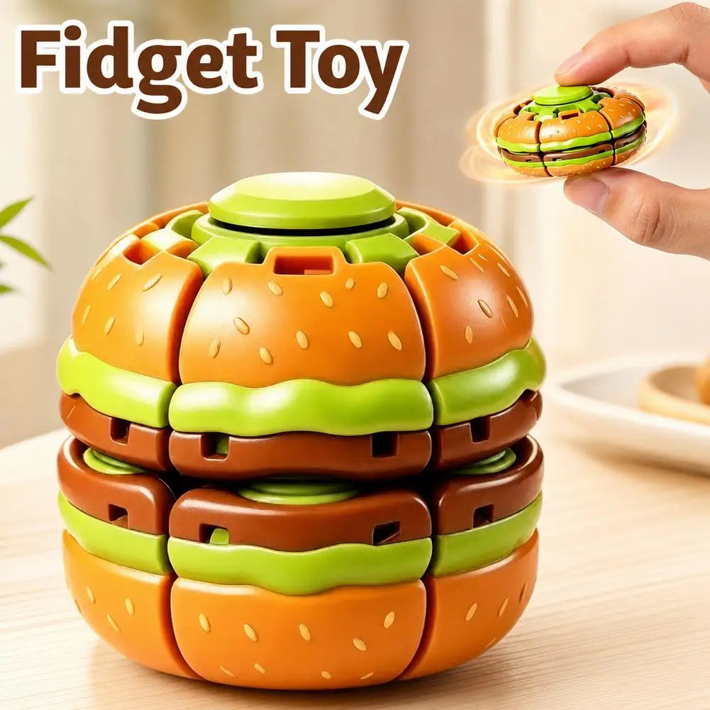 Hamburger Fidget Spinner Ball – Press & Spin Gyro Desk Toy