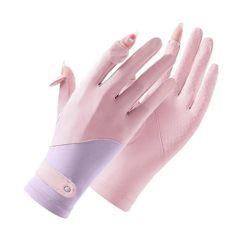 Women's UV Ice Silk Long Driving Gloves – Touchscreen Anti-Slip