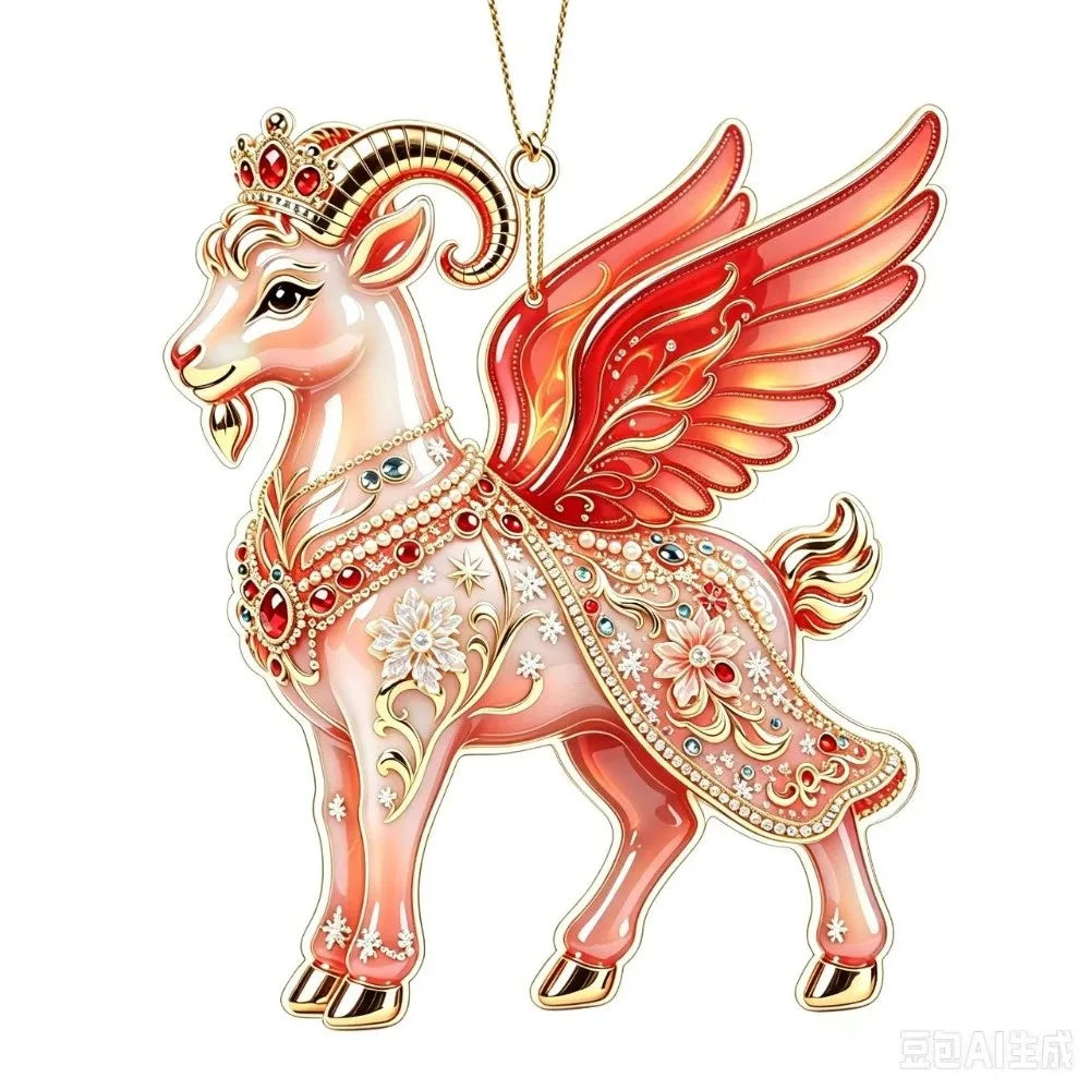 Rhinestone Goat Hanging Ornament – Acrylic Christmas Decor