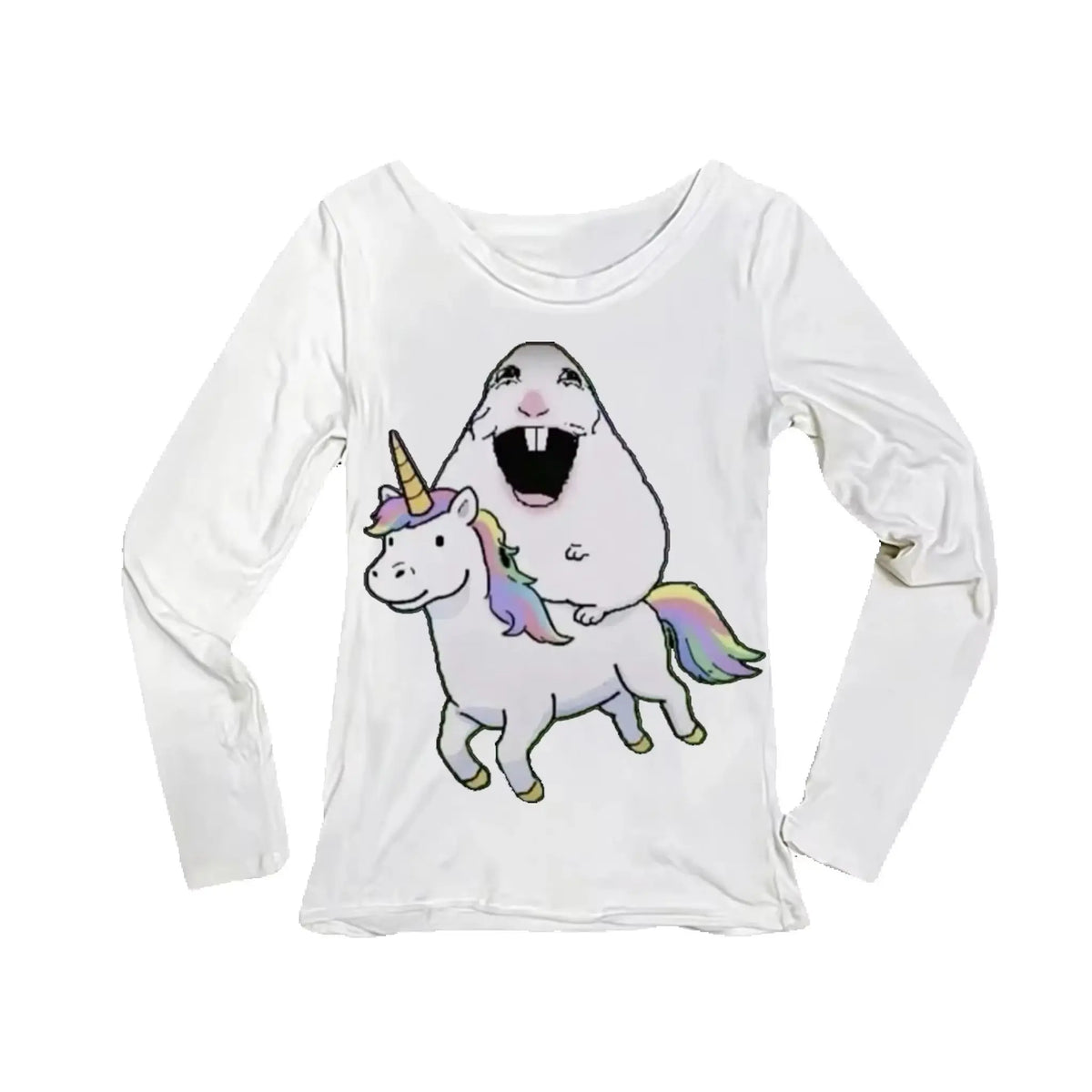Women's Unicorn Print Long Sleeve T-Shirt | Y2K Slim Fit Tee