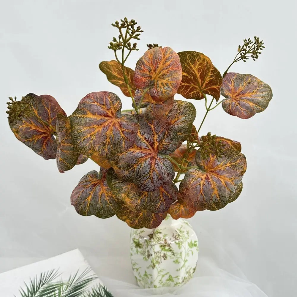 Faux Begonia Silk Leaf Branch – Multicolor Artificial Plant Decor