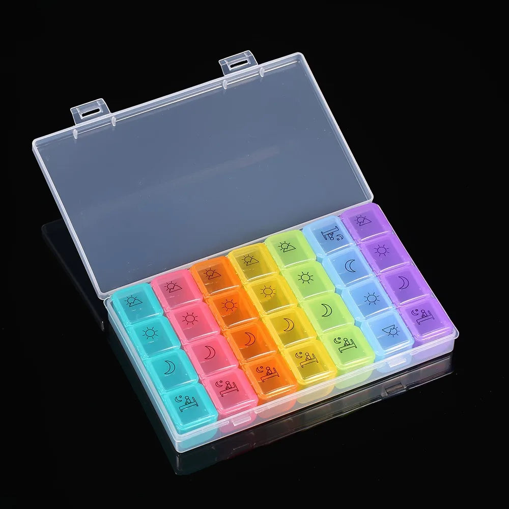 Weekly Pill Organizer – 28-Slot 7-Day 4x Daily Travel Case