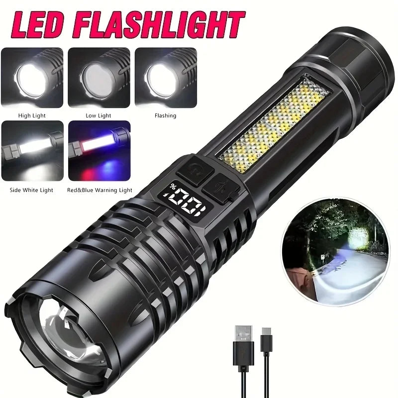 USB-C Rechargeable LED Flashlight – 1500M High Power Torch