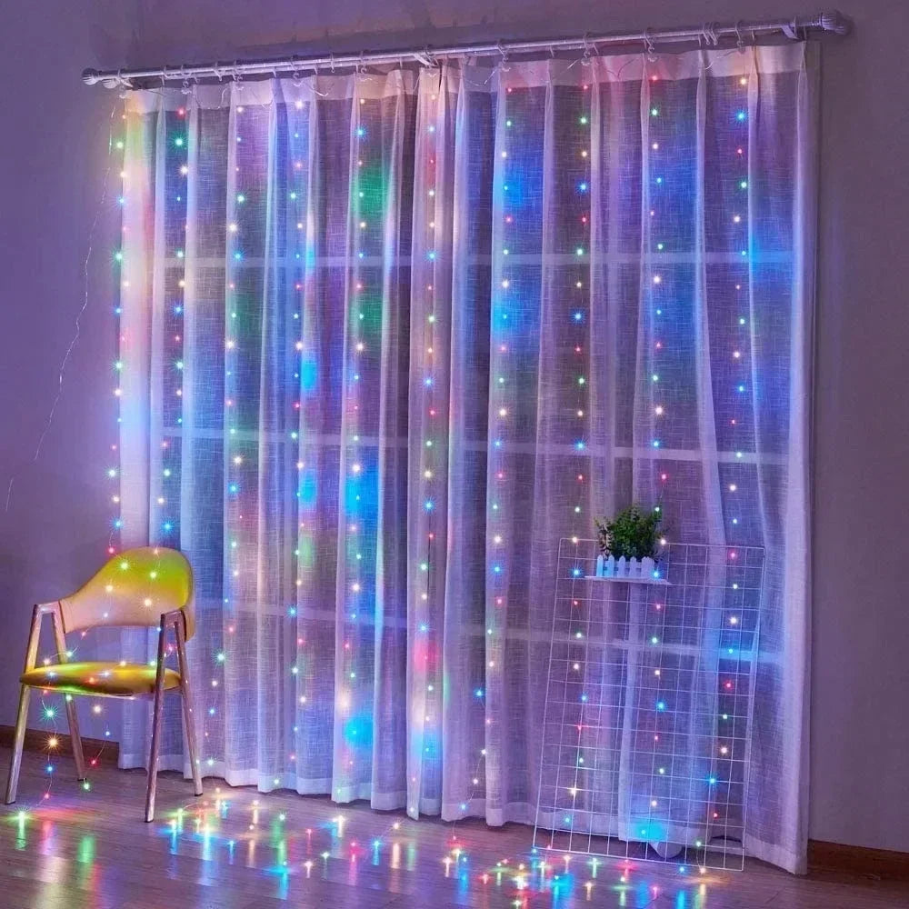 Christmas LED Curtain Fairy Light 3×3M 300 LEDs USB Remote