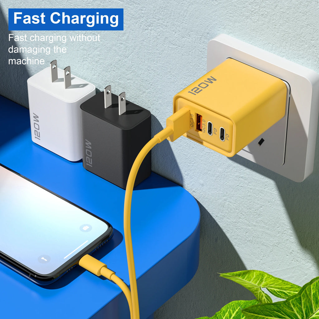 4-Port 120W USB-C PD Fast Charger – Quick Charge 3.0 Adapter