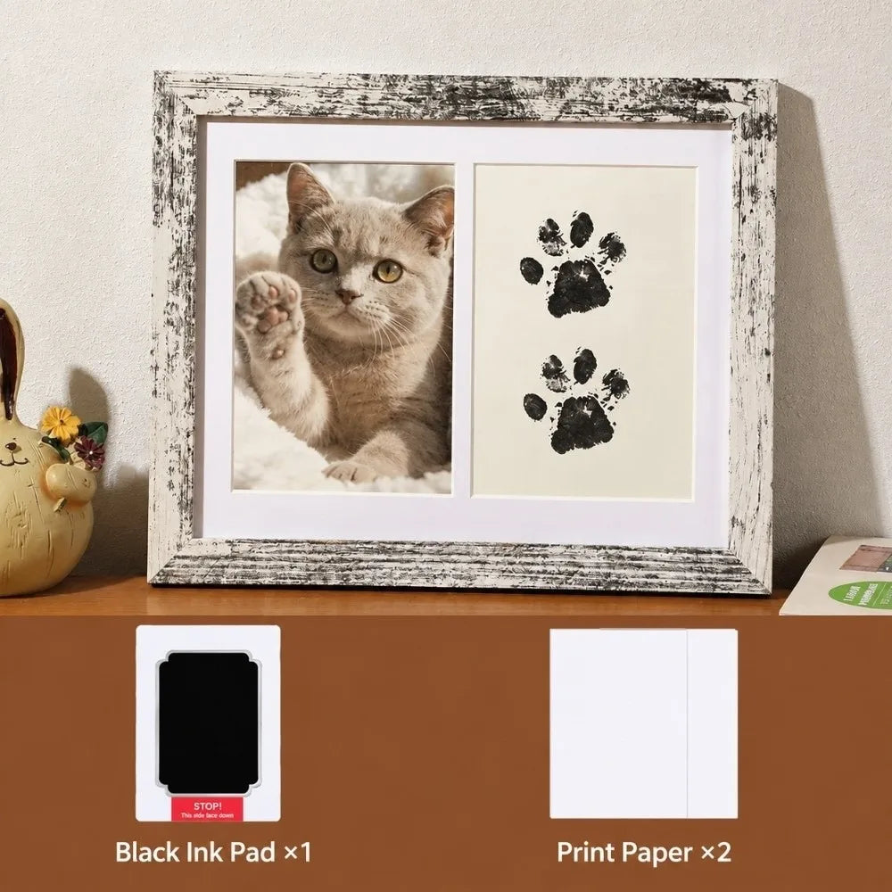 Pet Paw Print Keepsake Frame Kit – No-Clean Ink Pad DIY