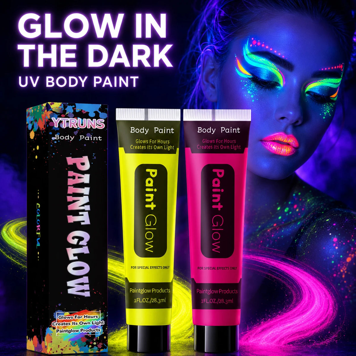 UV Neon Glow Face & Body Paint – Water-Based Fluorescent Cream