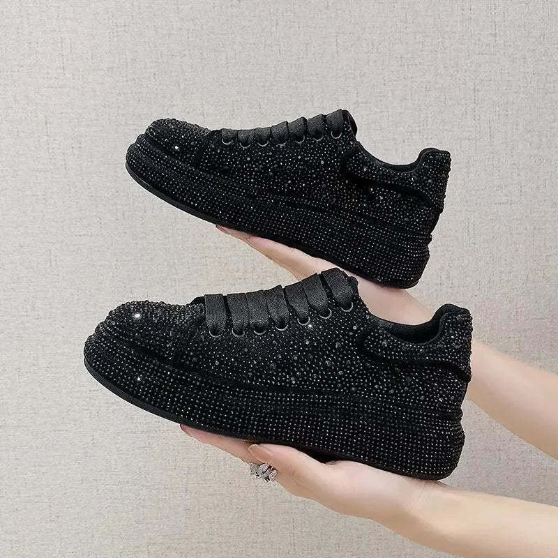 LEDP Women's Rhinestone Platform Sneakers – Luxury Casual