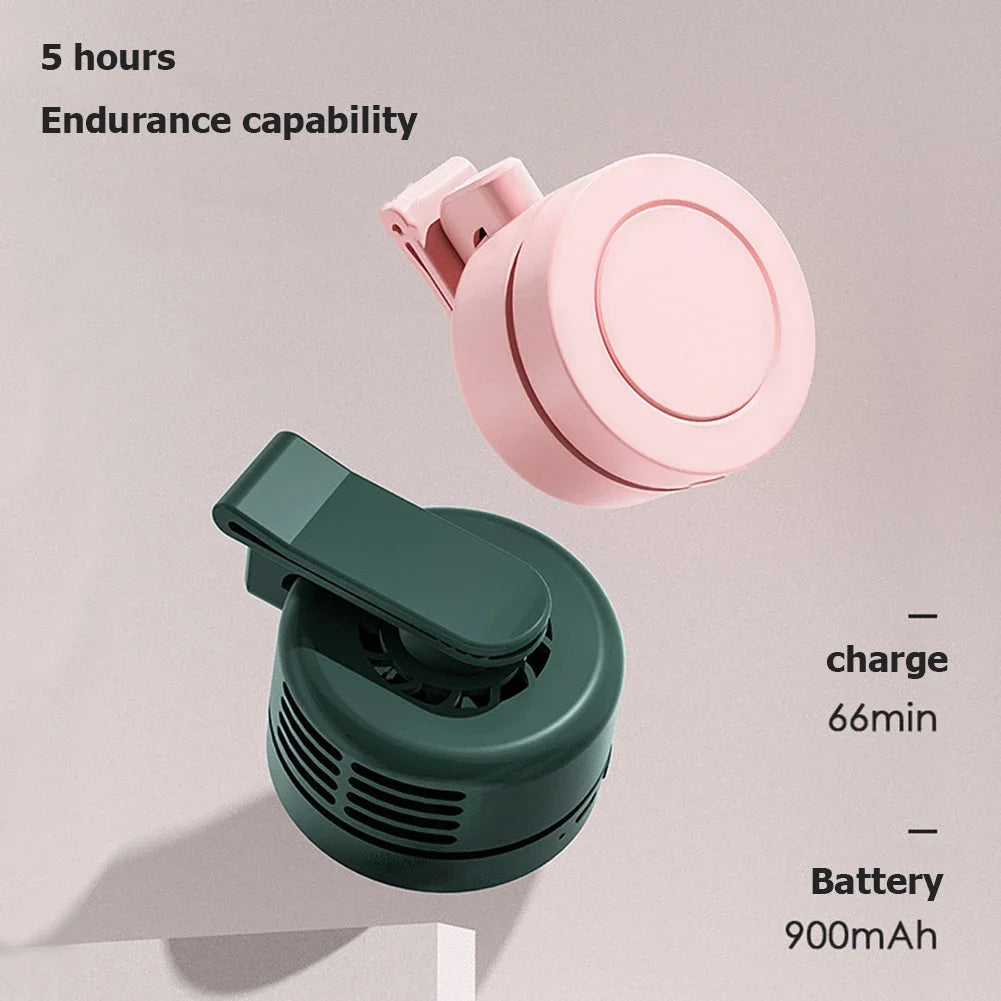 Mini Bladeless Clip Fan – USB Rechargeable Waist Neck Fan 3 Speeds