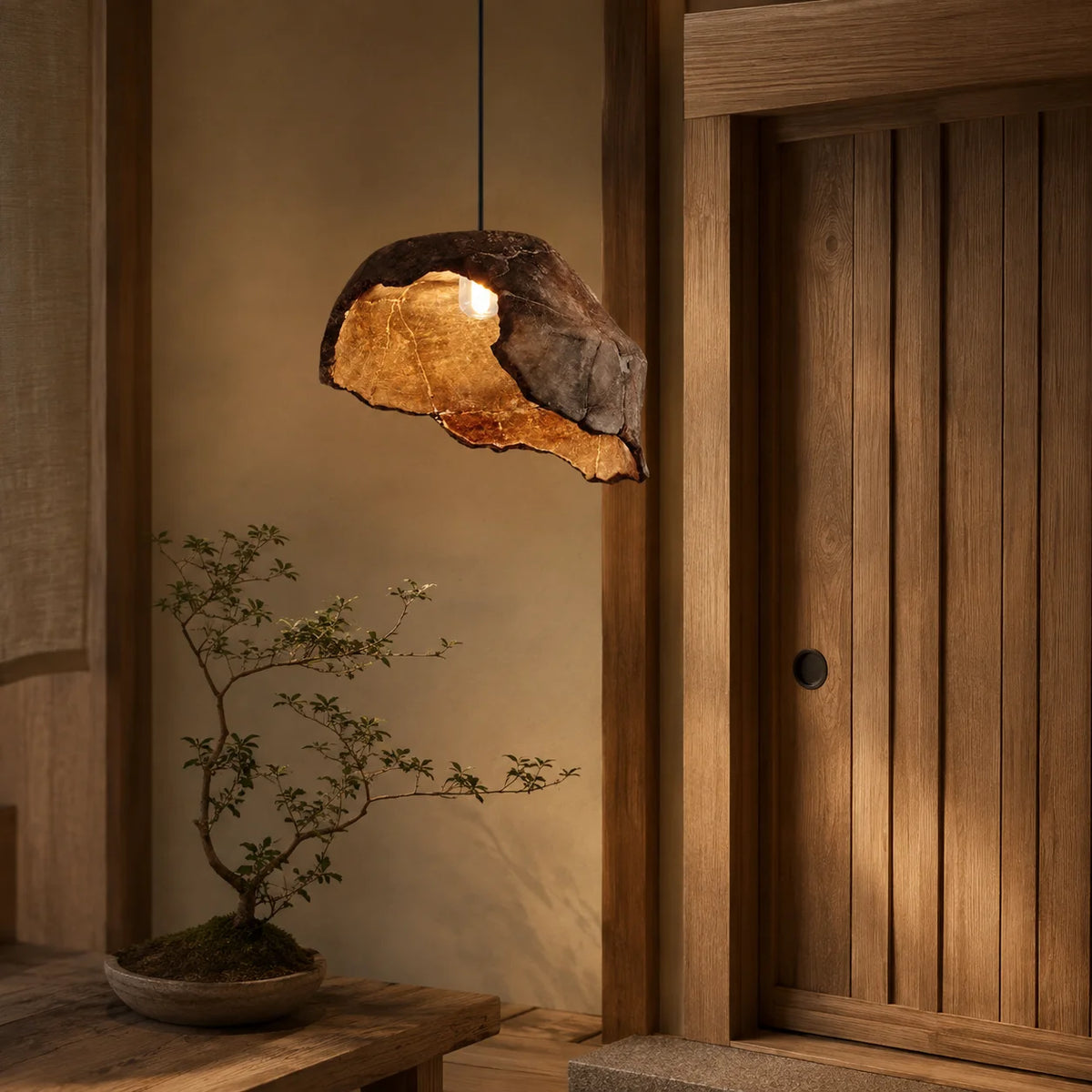 Wabi Sabi Lotus Pendant Light | Japanese Zen Hanging Lamp