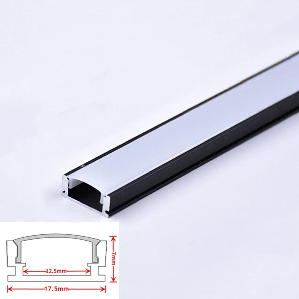 U-Shape LED Aluminum Profile Channel 50cm – Black/Milky Cover