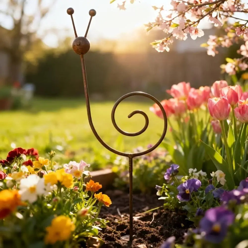 Rustic Metal Snail Garden Stake – Wrought Iron Outdoor Decor