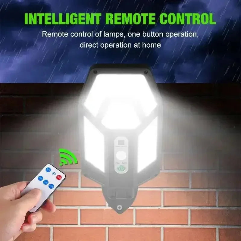 Solar LED Outdoor Motion Sensor Light – 55 LED Remote Control