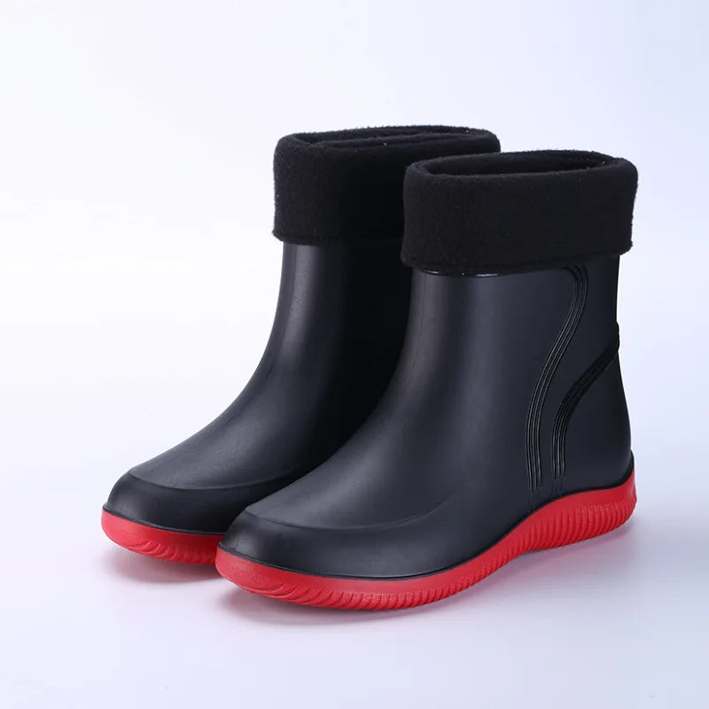LEDP Unisex Waterproof Ankle Rain Boots | Non-Slip PVC