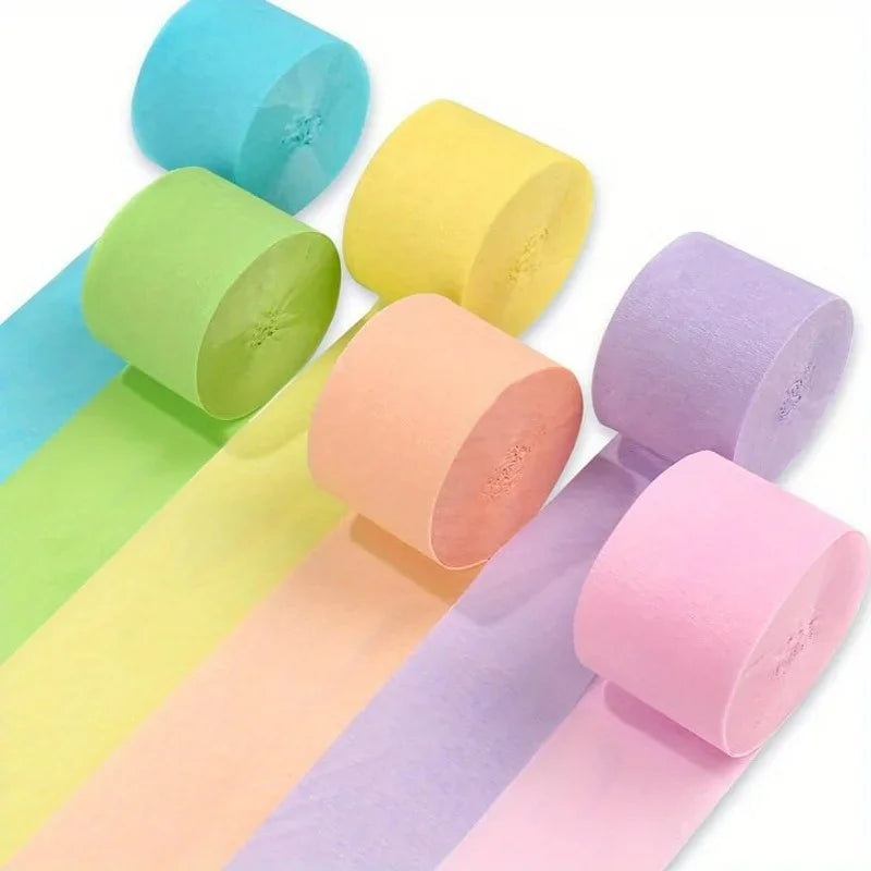 Pastel Crepe Paper Streamers 6-Pack – 492 Ft Party Decorations