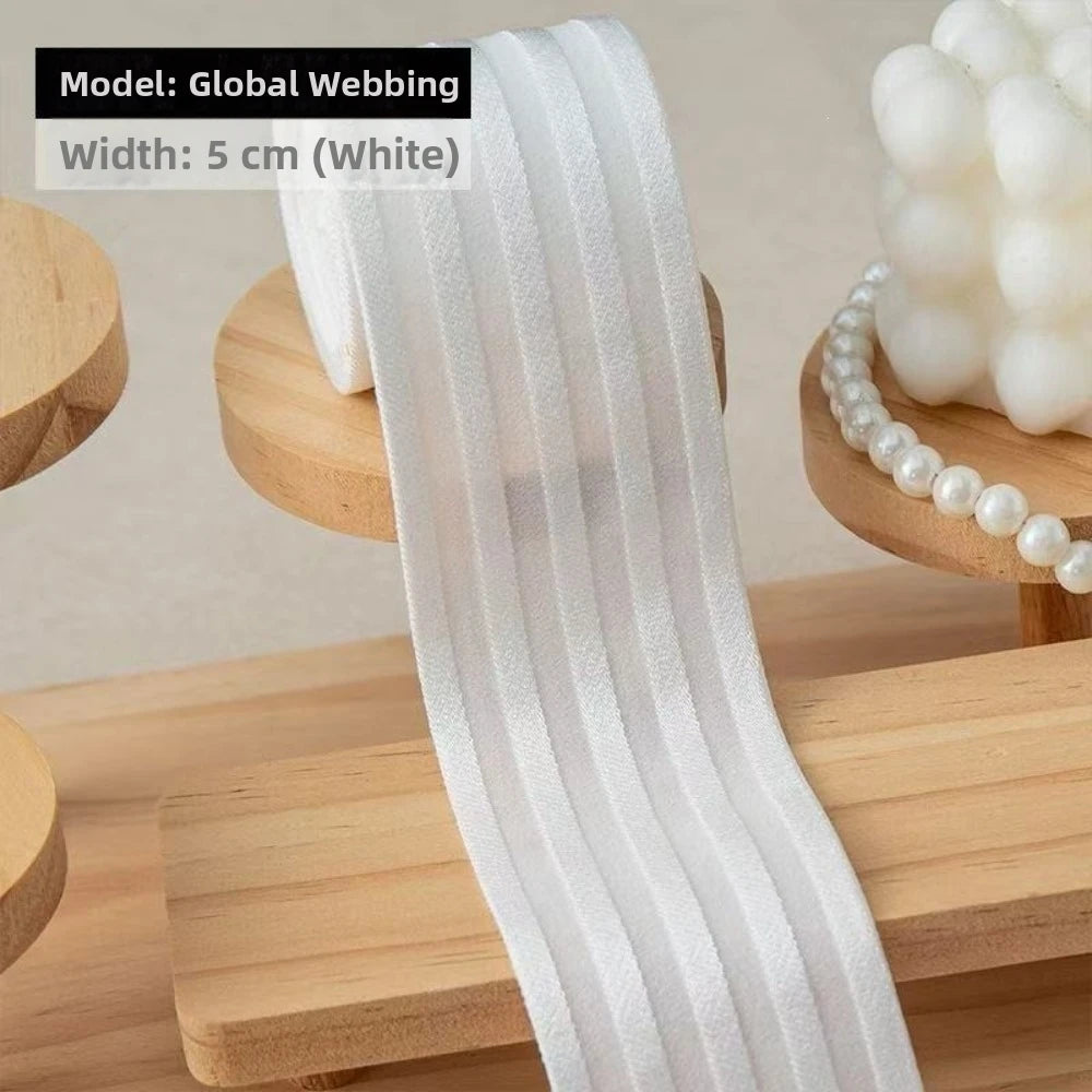 50mm Wide Elastic Webbing Band – Shiny 5-Rib Stretch Ribbon
