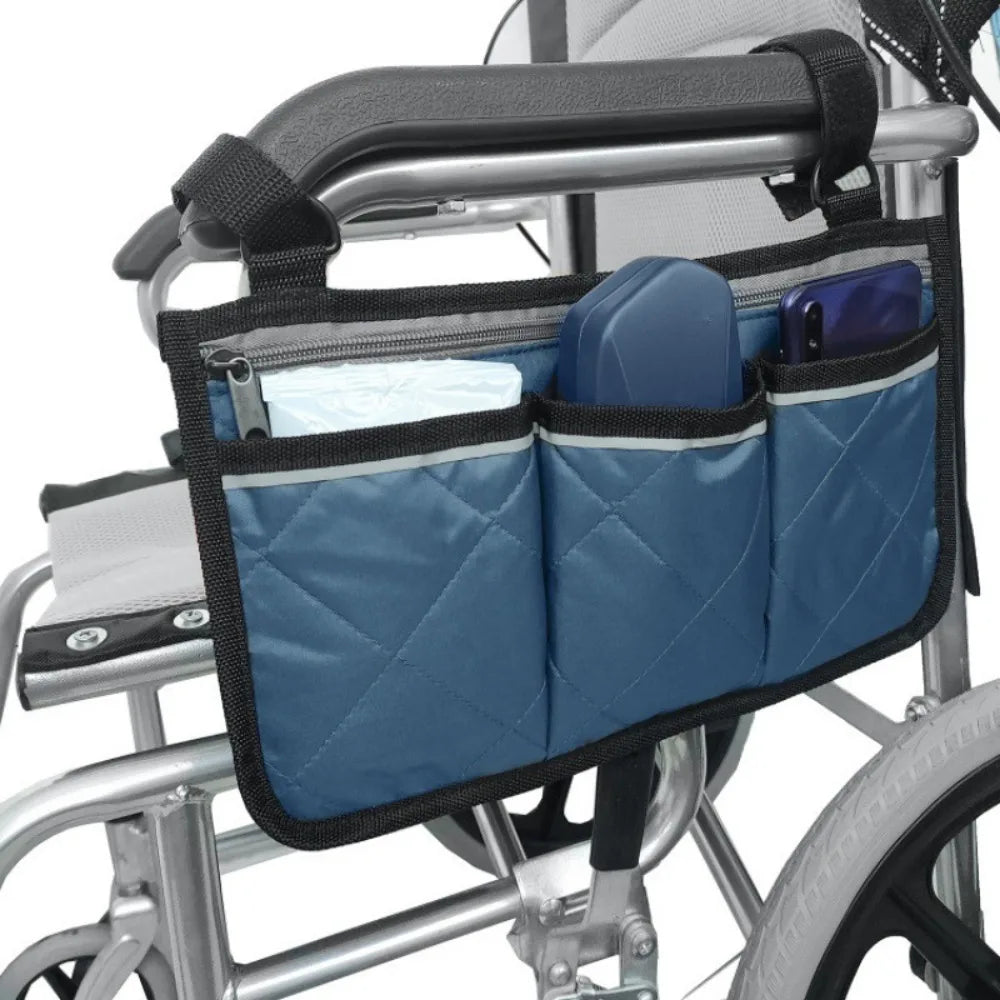 Wheelchair Armrest Hanging Bag – Multi-Pocket Waterproof