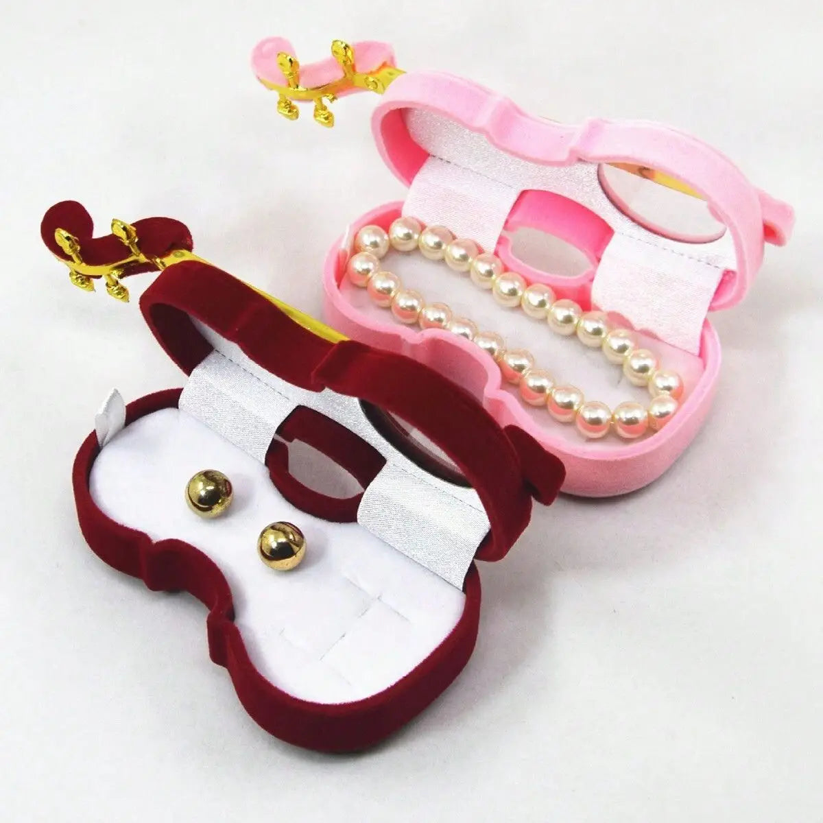Violin Design Jewelry Box – Velvet Ring & Necklace Organizer