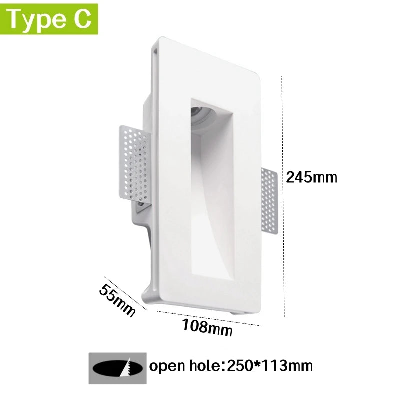 Recessed GU10 Gypsum LED Step Wall Lamp | Stair & Corridor