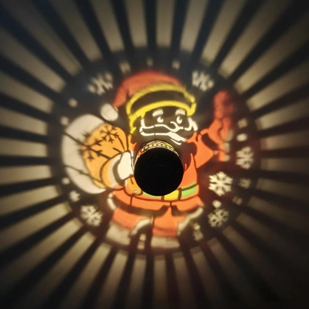 Solar Santa Claus Projection Wall Light | Christmas Garden Lamp