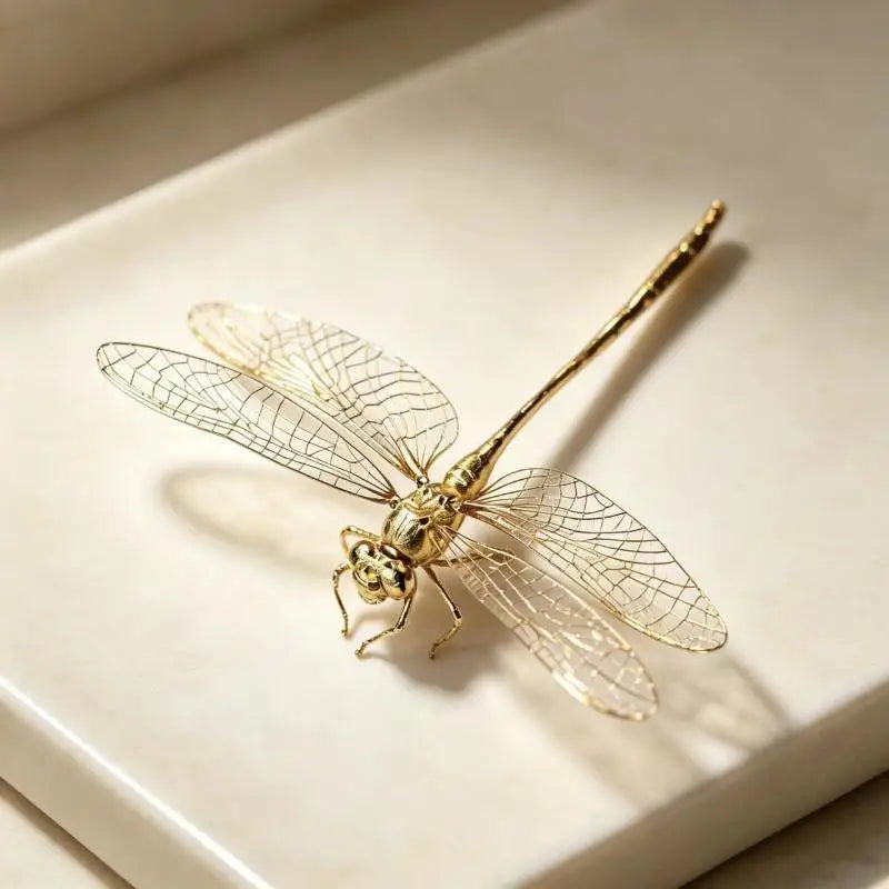 Vintage Gold Dragonfly Figurine – Zinc Alloy Desk Decor