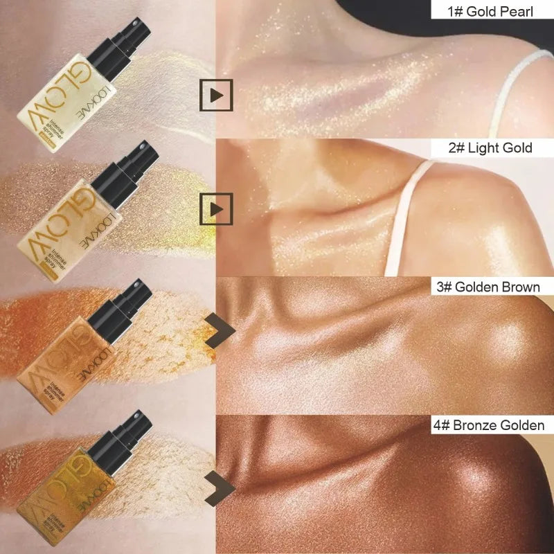 Shimmer Oil Spray – Gold Bronze Body & Face Liquid Highlighter
