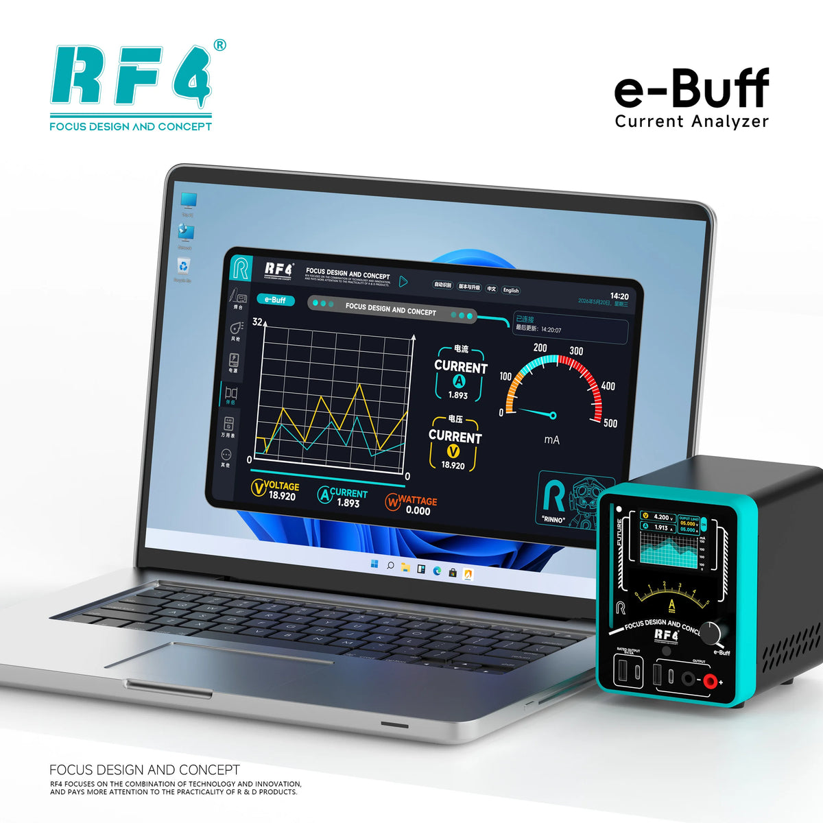 RF4 e-BUFF DC Power Supply & Current Analyzer – Dual LCD