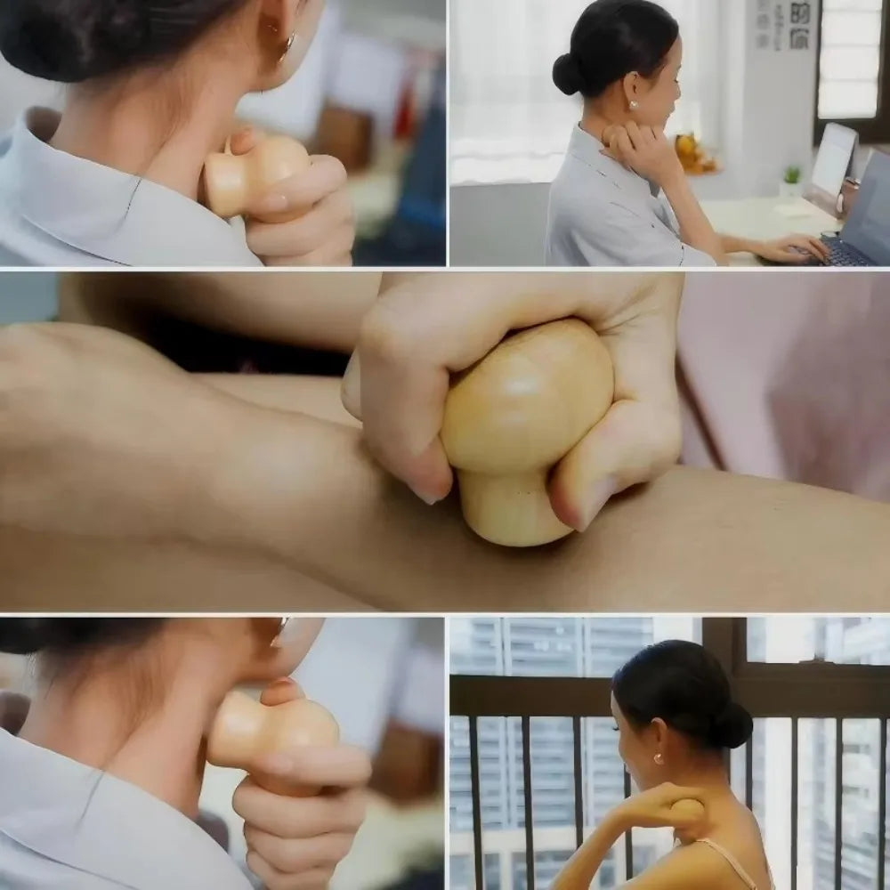 Wooden Handheld Facial Roller & Acupressure Massage Stick