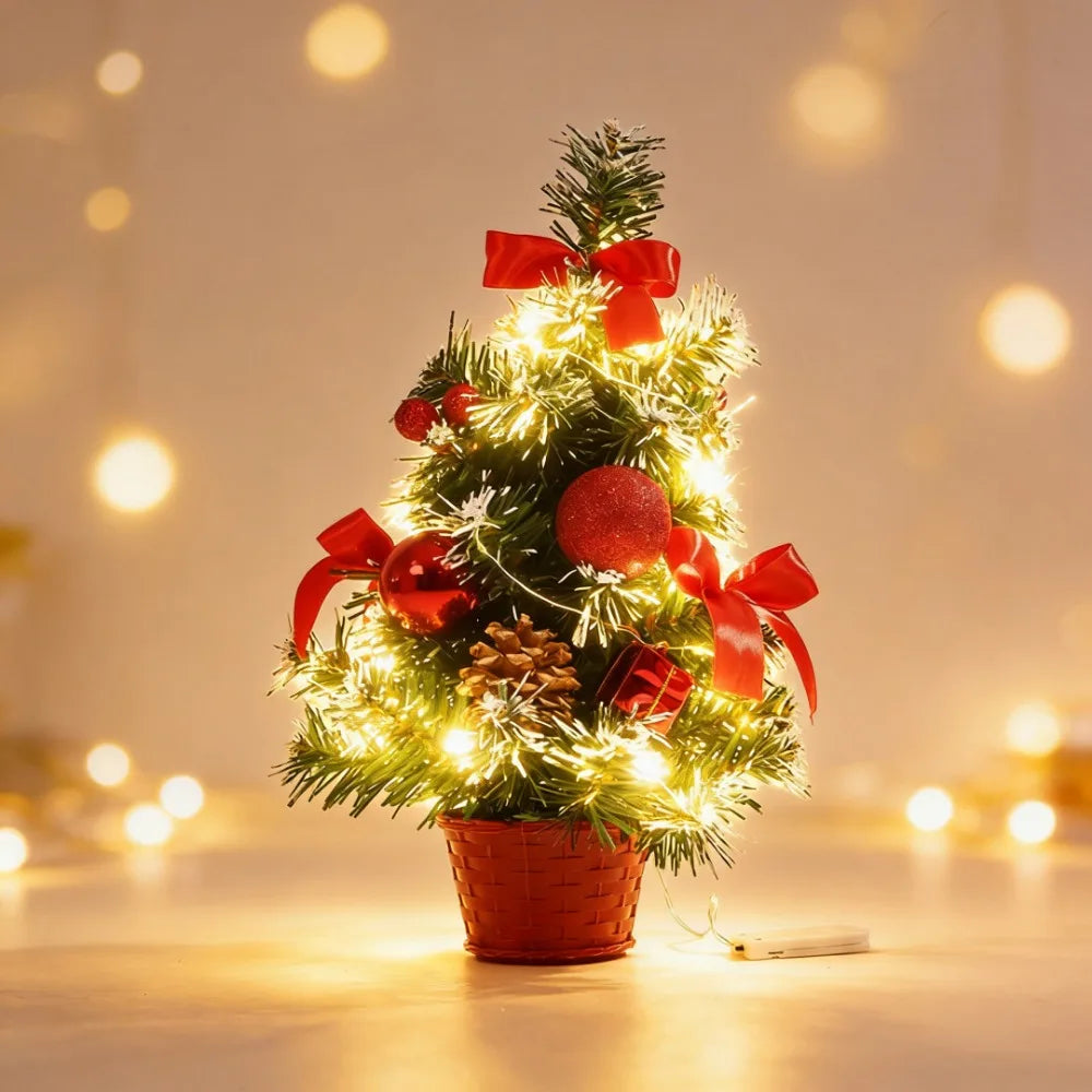 Mini Pre-Lit Artificial Christmas Tree 20cm | 3 Color Styles