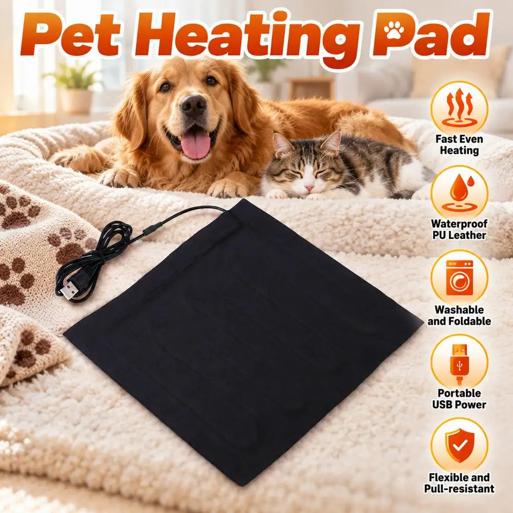 USB Pet Heating Pad – Waterproof Foldable Warm Mat for Cats & Dogs