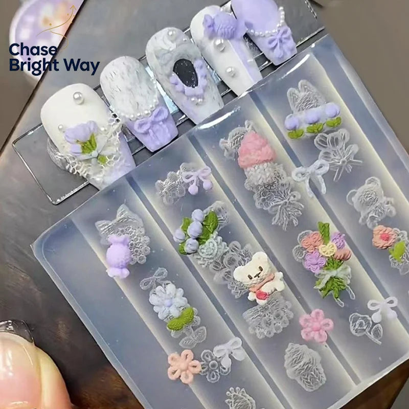 Silicone Nail Mold – 3D Bow & Flower DIY Manicure Stamping