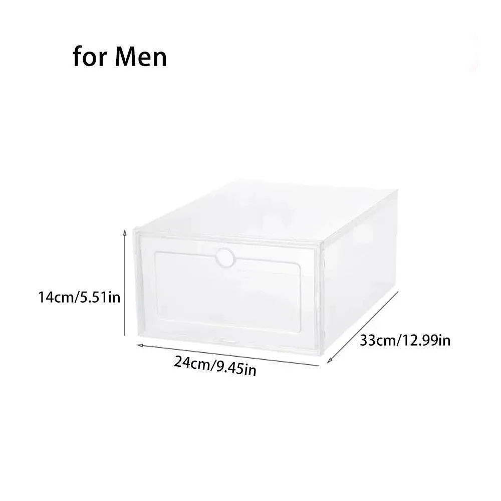 Stackable Transparent Shoe Boxes – Dustproof Plastic Organizer