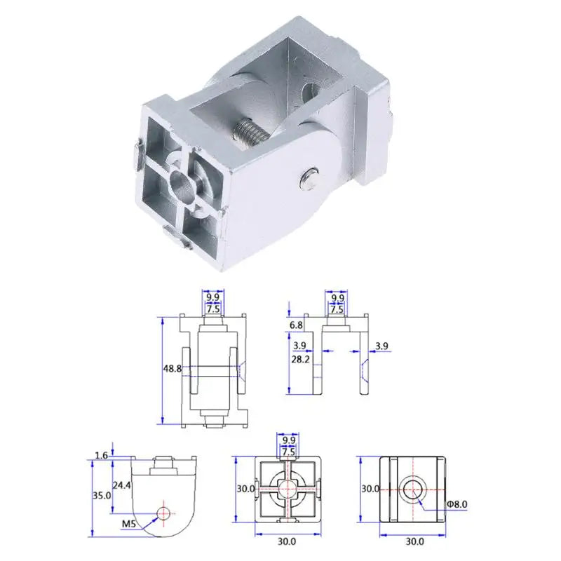 Zinc Alloy Hinge Angle Connector for 2020 3030 4040 Profiles