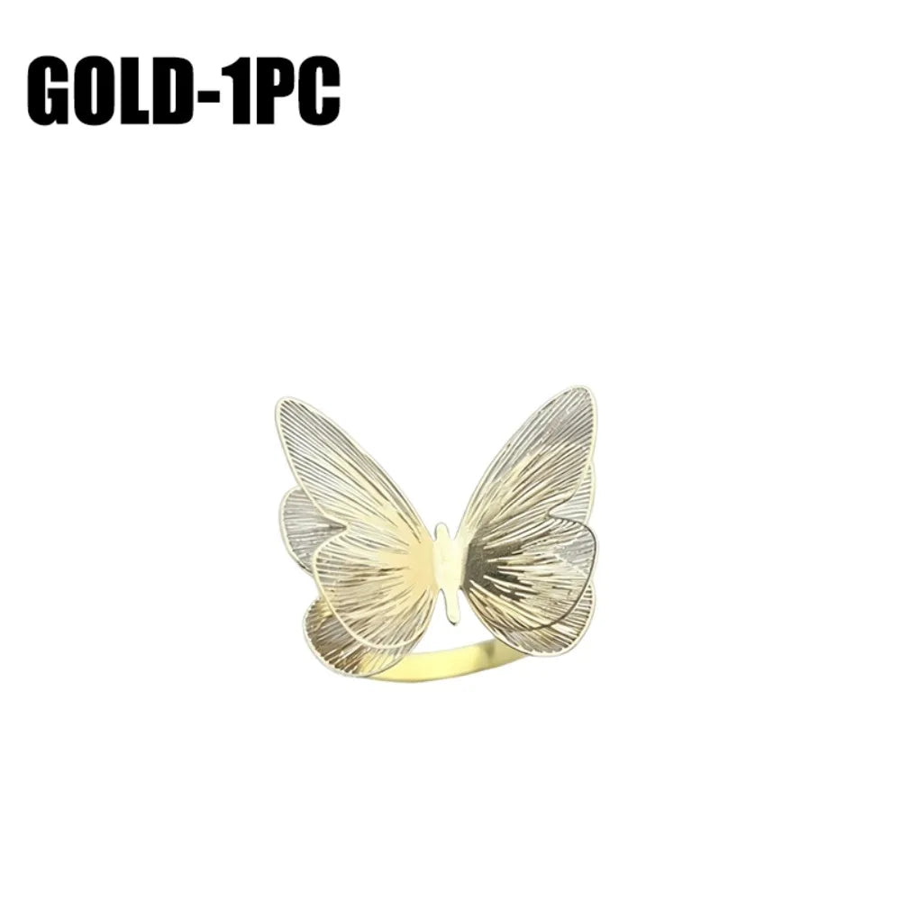 Metal Butterfly Napkin Ring – Hollow Gold & Rose Gold Decor