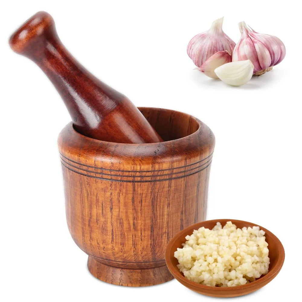 Wooden Mortar and Pestle Set – Jujube Wood Spice Grinder
