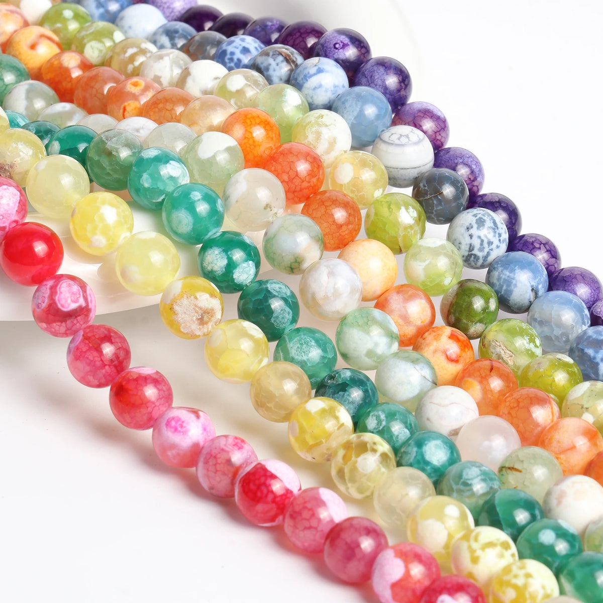 Sky Blue Fire Agate Round Beads 6/8/10mm – DIY Jewelry Strand
