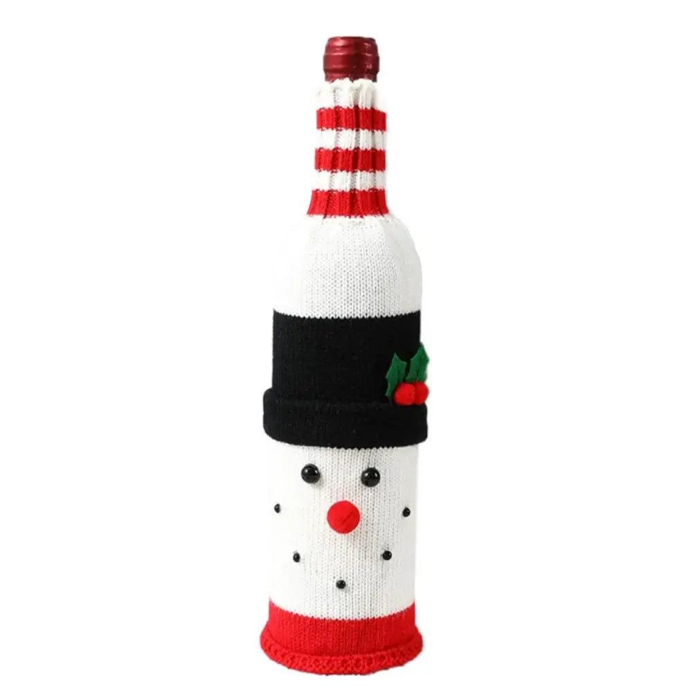 Christmas Knitted Wine Bottle Cover – Santa Snowman Deer Set