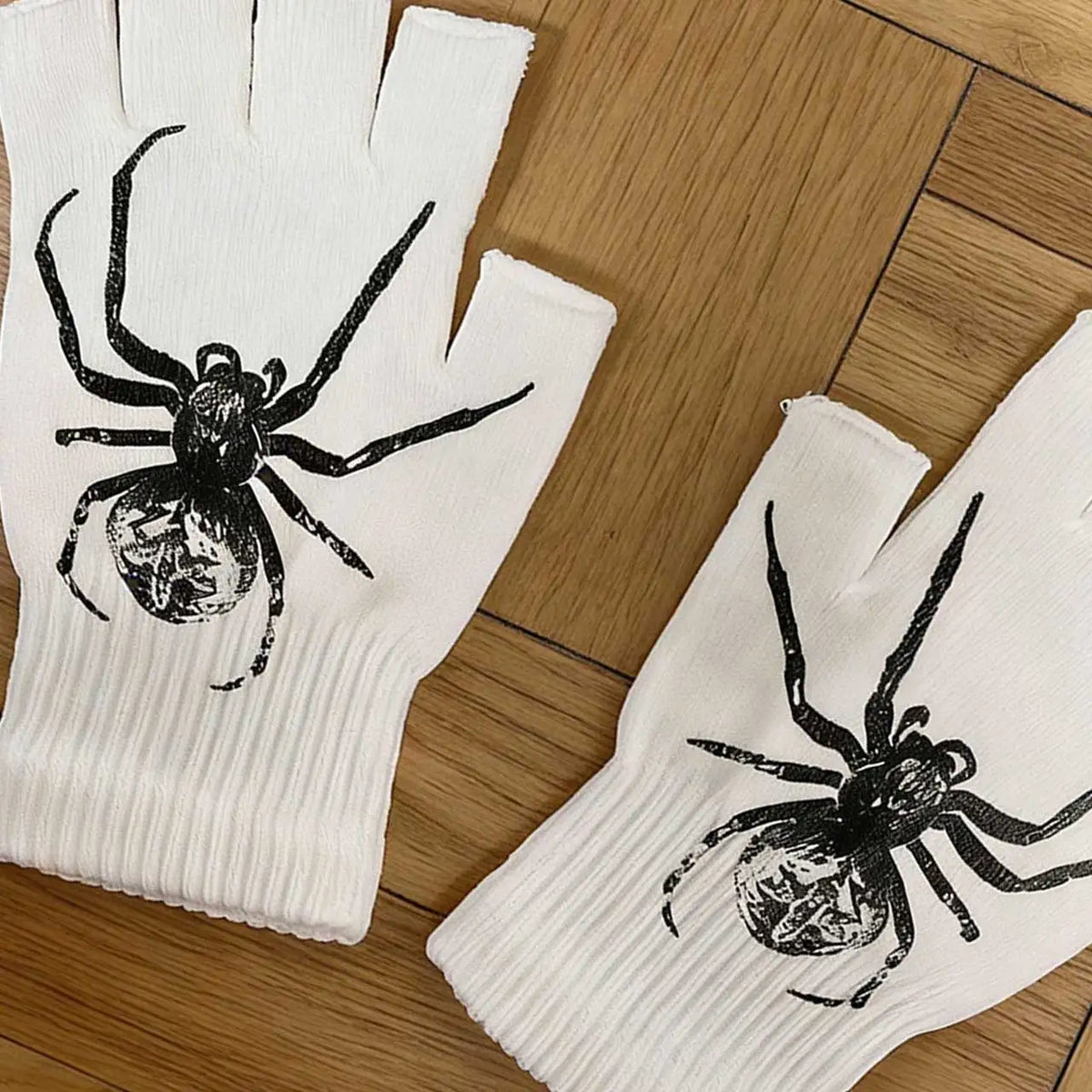 Y2K Punk Gothic Knit Fingerless Gloves – Unisex Half Finger