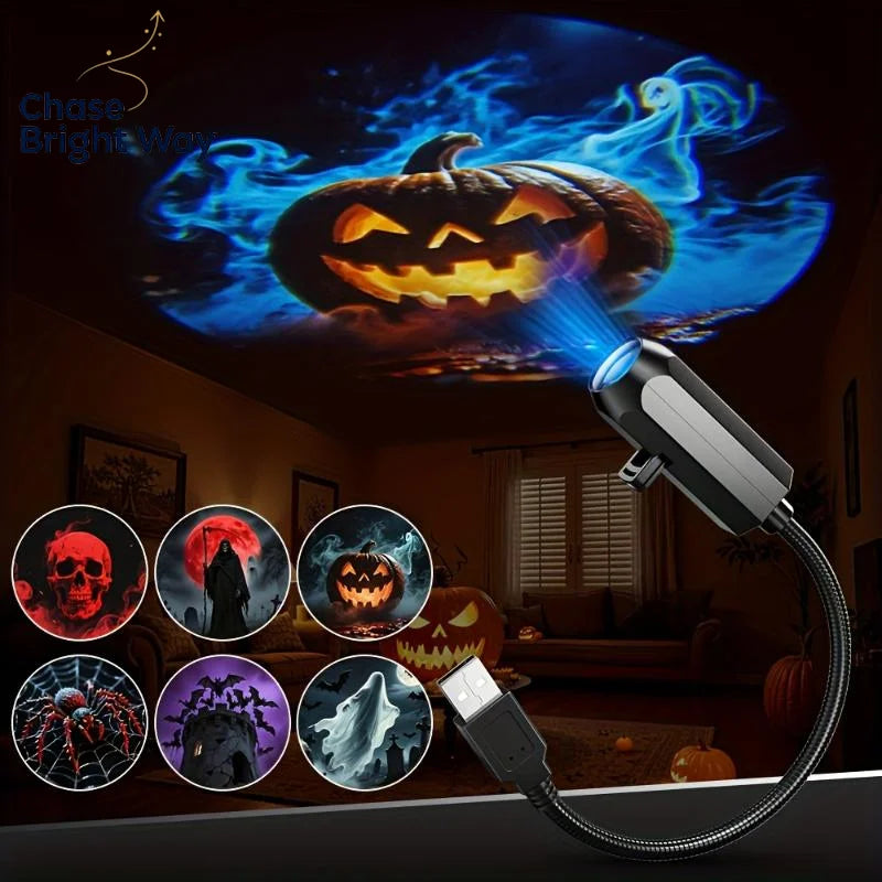 USB Halloween Projector Light – 6 Pattern LED Lamp