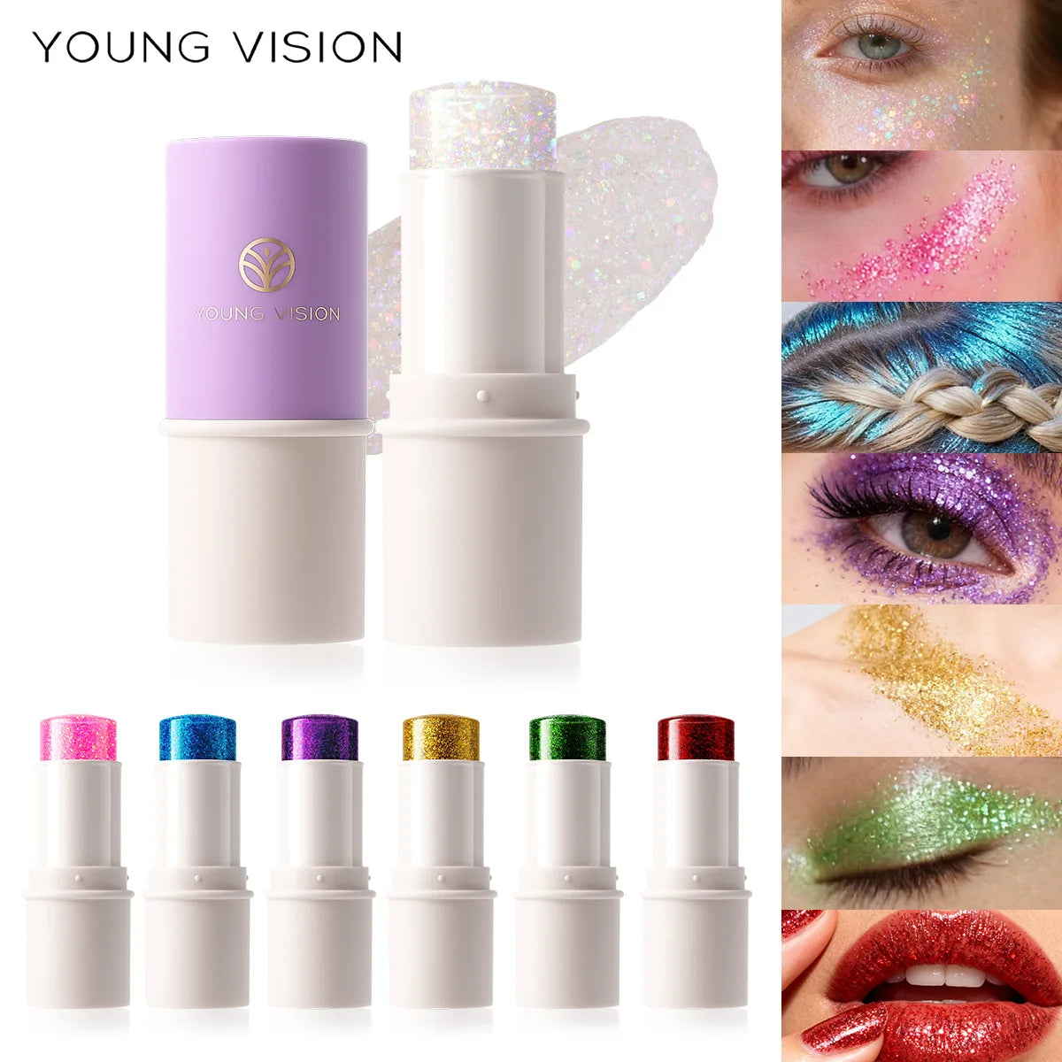 7-Color Face & Body Glitter Stick – Festival & Stage Makeup