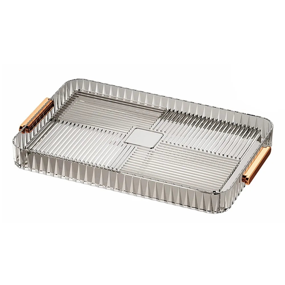 Transparent Plastic Tea Drain Tray with Handle | Large Capacity
