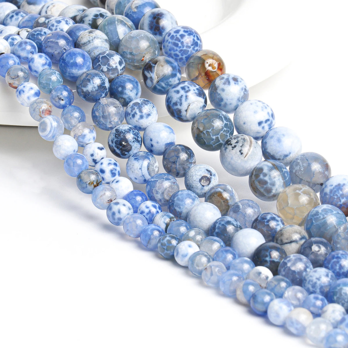 Sky Blue Fire Agate Beads 6/8/10mm – DIY Jewelry Strand