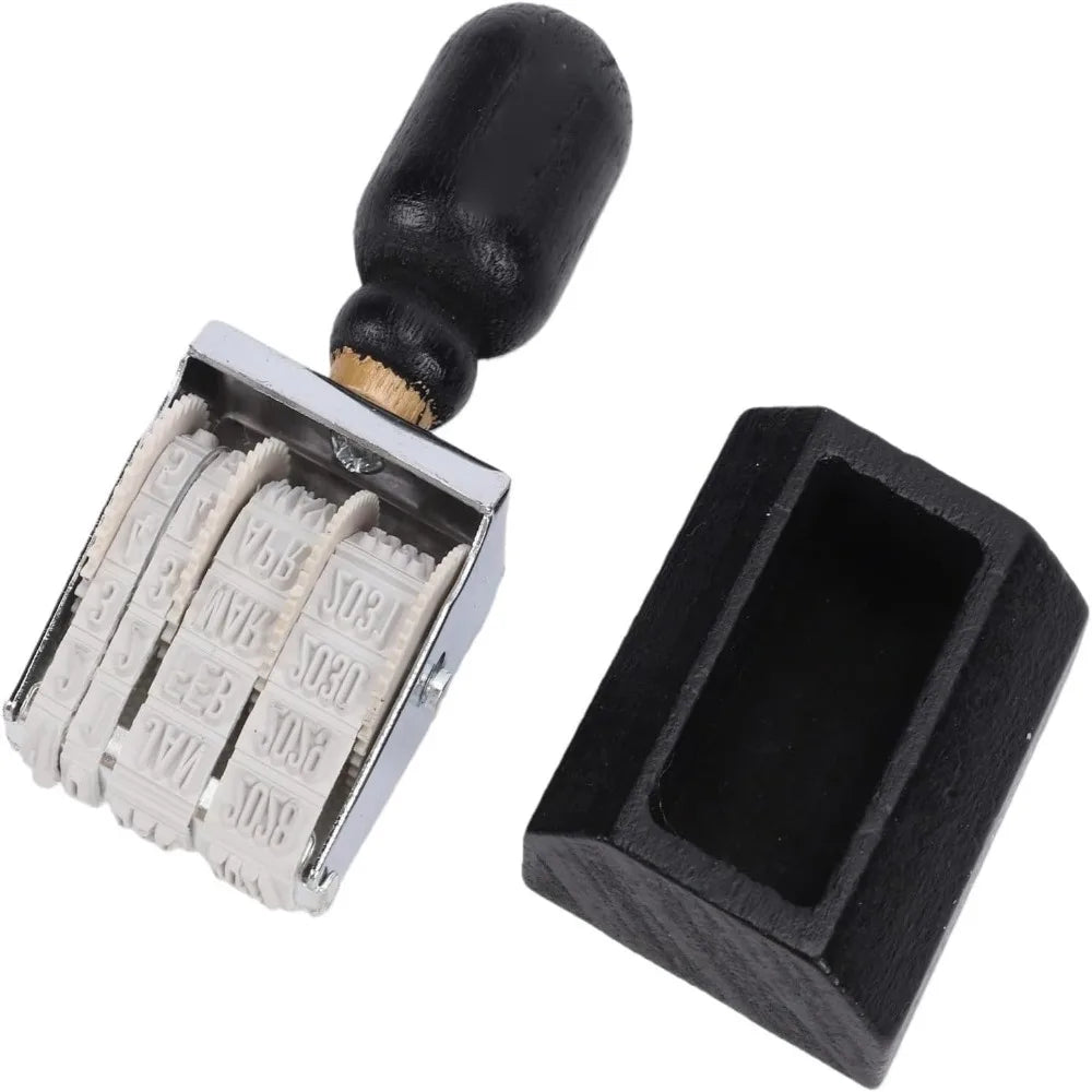 Wooden Roller Date Stamp – Retro Beech Wood DIY Craft Stamper