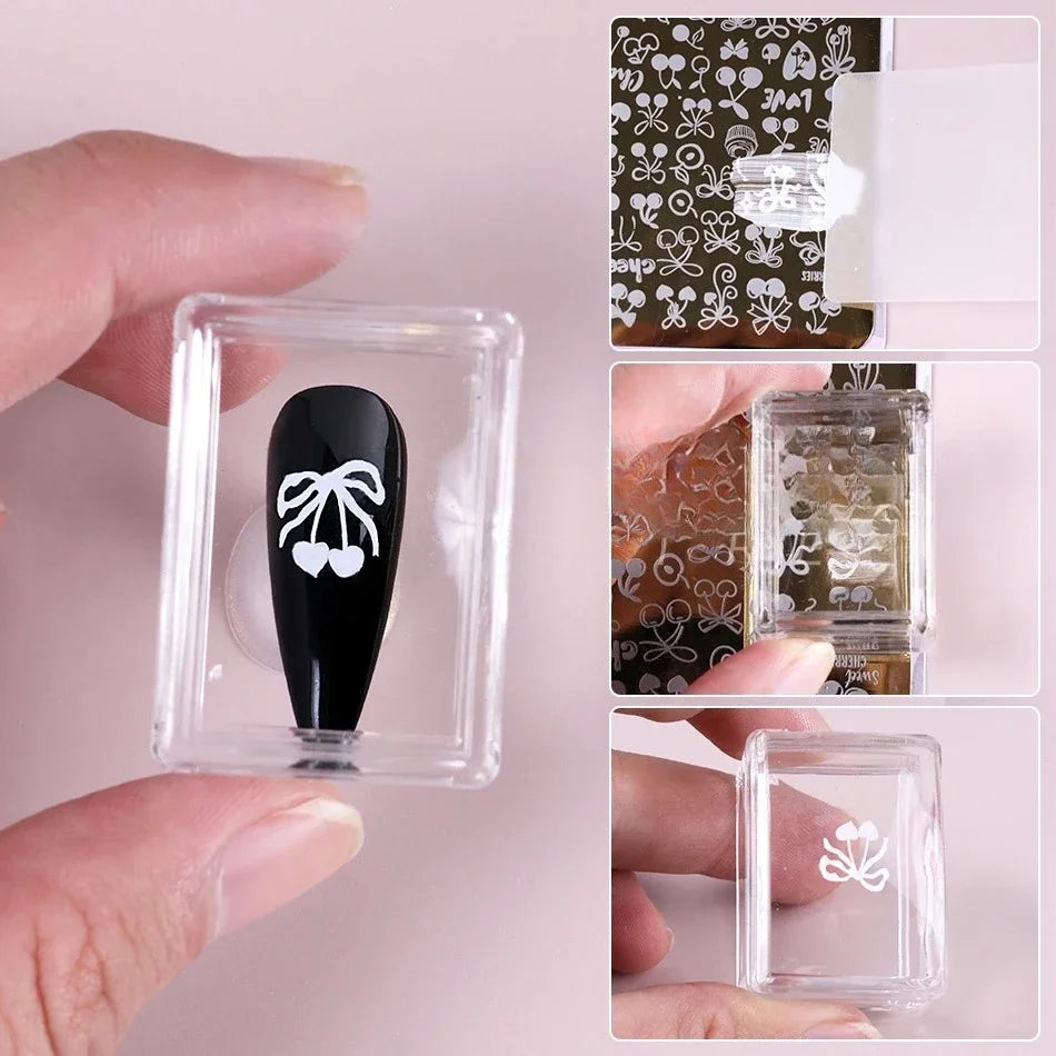 Silicone Nail Art Stamping Kit – French Manicure Stamp & Scraper