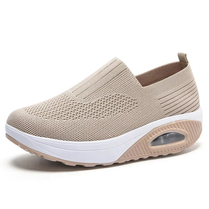 Women's Platform Slip-On Sneakers | Air Cushion Wedge Shoes