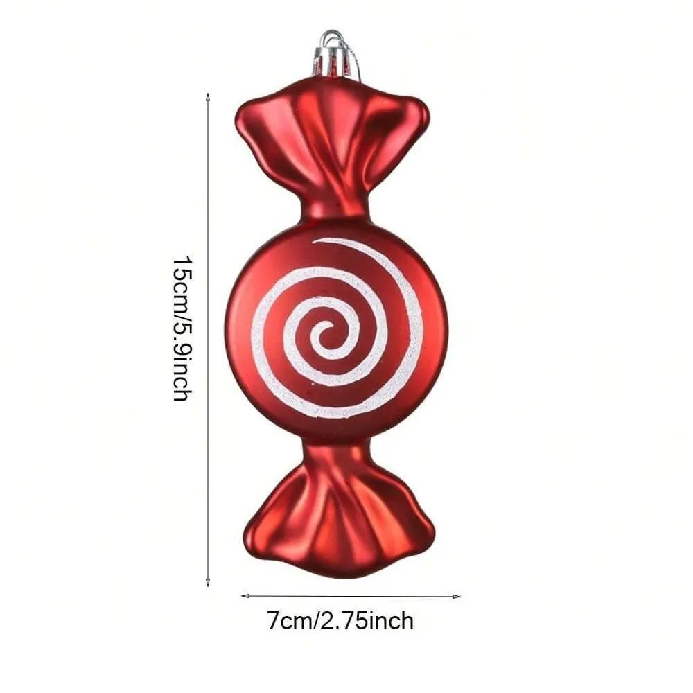 PVC Lollipop & Candy Cane Christmas Ornaments – Red & White
