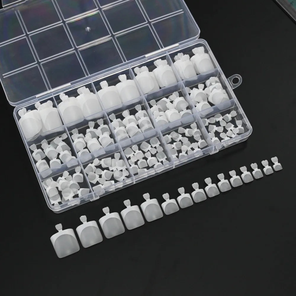 150-Piece Short Square Press-On Toenails – 15 Sizes, Nude & Pink